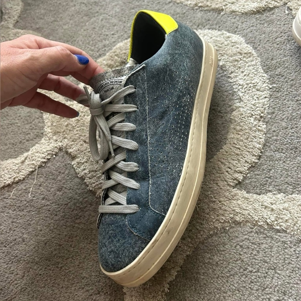 P448 Blue and Yellow Low-Top Sneakers